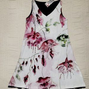 Womens Dress Le Galeriste Cluster of Fuchsias Kate Reversible Dress, size S, NWT